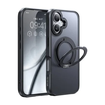 McDodo PC-4930 MagSafe dėklas telefonui iPhone 16 su stovu, juodas