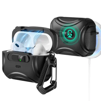 „ESR Cyber FlickLock MagSafe“ dėklas „AirPods Pro 3“, juodas