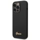 Guess Silicone Vintage Gold Logo dėklas iPhone 14 Pro Max, juodas