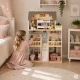 Ecotoys Laura medinis lėlių namelis, 3 aukštai, 15 baldų