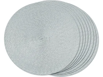 Apvalus pintas stalo padėkliukas, pilkas, 38 cm