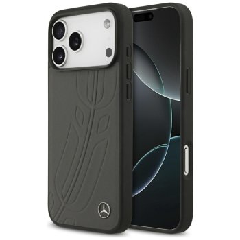 Mercedes Leather Large Laurel Leave MagSafe dėklas telefonui iPhone 17 Pro Max, pilkas