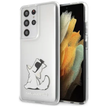 Karl Lagerfeld dėklas Samsung Galaxy S21 Ultra telefonui Choupette Fun, skaidrus