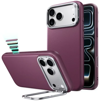ESR Atelier Kickstand MagSafe dėklas iPhone 18 Pro / 17 Pro, bordo