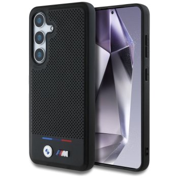 BMW natūralios odos dėklas su MagSafe „Samsung Galaxy S25“, juodas