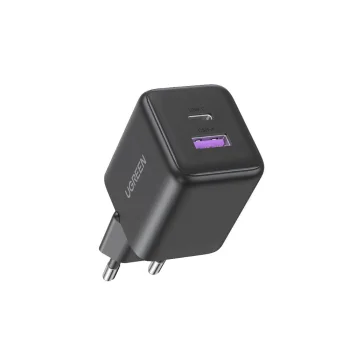 Ugreen X516 30W GaN sieninis įkroviklis, 1x USB-A, 1x USB-C, pilkas