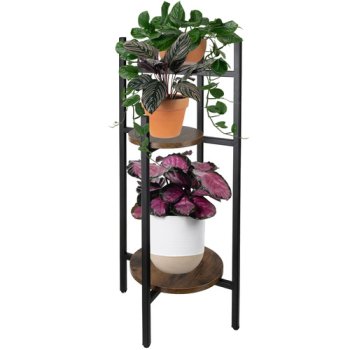Triejų aukštų pastatomas gėlių stovas Ruhhy 00025627, 81 cm, juodas/rudas