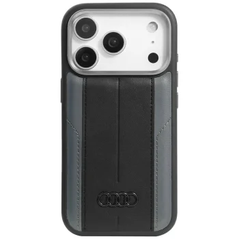 Audi dėklas iPhone 17 Pro telefonui A6 Synthetic Leather MagSafe, juodas