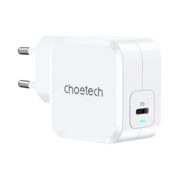 „Choetech“ 45W GaN USB-C įkroviklis su PD, QC 3.0 ir PPS, baltas