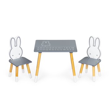 Ecotoys WH141 vaikiško stalo ir 2 kėdžių komplektas, Zuikutis