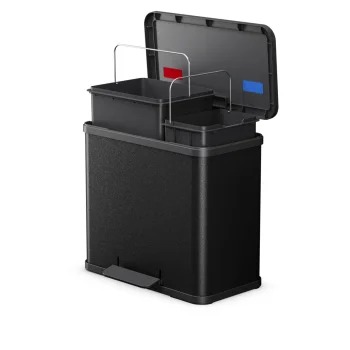 Hailo Öko Duo Plus L rūšiavimo šiukšliadėžė su pedalu 26L (17+9L), matinė juoda