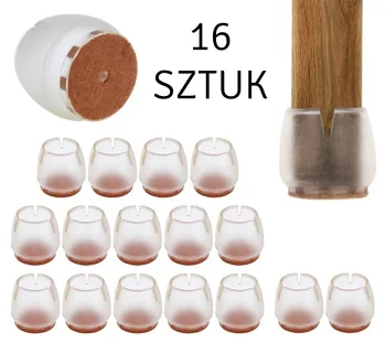 Silikoninės baldų kojelių apsaugos su veltiniu, 17-21mm, skaidrios, 16 vnt.