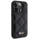 Guess Quilted Metal Logo dėklas iPhone 15 Pro Max telefonui, juodas