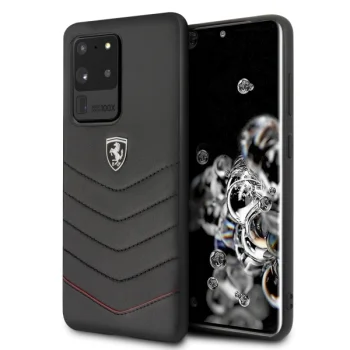 Ferrari Heritage Quilted dėklas Samsung Galaxy S20 Ultra telefonui, juodas