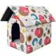 Collapsible Pet House Bed for Dogs and Cats Size L, Owl Pattern