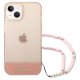Guess Translucent Pearl Strap dėklas iPhone 14 Plus telefonui, rožinis