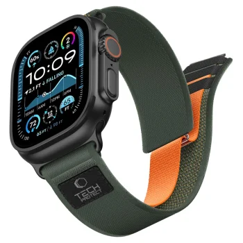 Tech-Protect Nylon Elite strap for Apple Watch 44/45/46/49 mm, green and orange