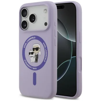 Karl Lagerfeld Silicone Karl&Choupette Ring MagSafe case for iPhone 18 Pro / 17 Pro, purple