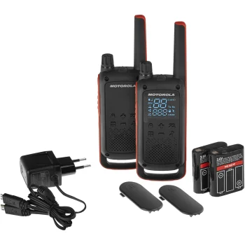 Motorola Talkabout T82 nešiojamosios radijo stotelės su įkrovikliu, 2 vnt., geltonos