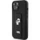 Karl Lagerfeld Gripstand Saffiano dėklas, skirtas iPhone 15, juodas