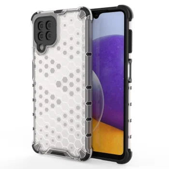 Dėklas Samsung Galaxy A22 4G, Honeycomb su TPU rėmeliu, skaidrus