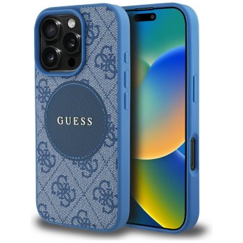 Guess dėklas iPhone 16 Pro Max telefonui 4G Circle Classic Logo MagSafe, mėlynas