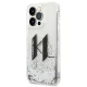 Karl Lagerfeld dėklas iPhone 14 Pro telefonui Liquid Glitter Big KL, sidabrinis
