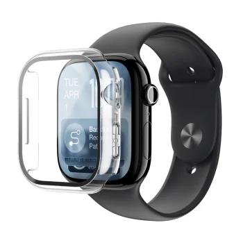 AmazingThing Radix apsauginis stiklas su dėklu Apple Watch Series 11 46mm, skaidrus