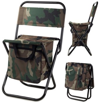 Folding Camping and Fishing Chair with Bag, Camouflage