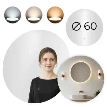 ModernHome apvalus LED vonios veidrodis, 60 cm