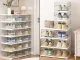 6-Tier Stackable Shoe Rack, Modular Organizer Cabinet, White