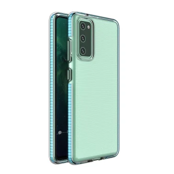 Dėklas Samsung Galaxy A72 4G Spring Case, skaidrus su šviesiai mėlynu rėmeliu