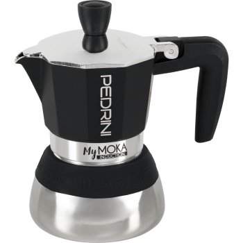 Pedrini MyMoka Induction Moka Pot, 2 Cups, Silver/Blue