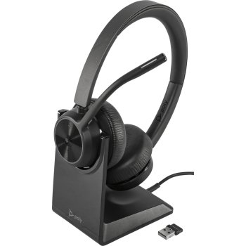 HP Poly Voyager 4320 MS Stereo belaidės ausinės su stovu, USB-C
