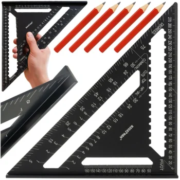 Bigstren Carpenter Square 30x30cm with 5 Pencils, Black