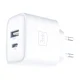 Sieninis įkroviklis 3mk DualCharge 20W USB-C USB-A PD3.0 QC 3.0 PPS, baltas
