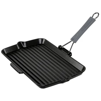 Ketaus grilio keptuvė Staub 34 x 21 cm, indukcijai, juoda