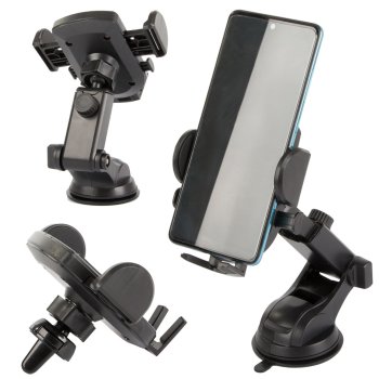 Universal Car Phone Mount for Windshield & Dashboard Black