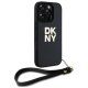 DKNY dėklas su riešo dirželiu iPhone 16 Pro telefonui, juodas