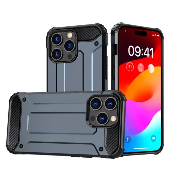 iPhone 15 Pro Max hibridinis apsauginis dėklas Hybrid Armor, mėlynas
