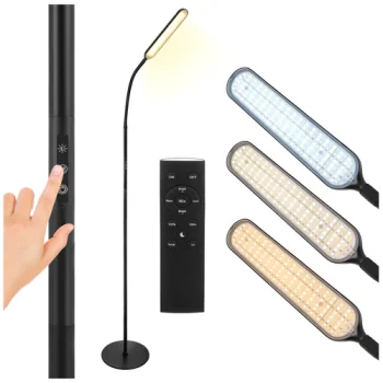Izoxis LED pastatomas šviestuvas su pulteliu ir laikmačiu, 180cm, juodas