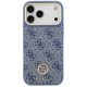Guess 4G Strass Logo MagSafe dėklas su dirželiu iPhone 17 Pro Max, mėlynas
