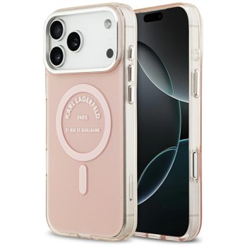 Karl Lagerfeld iPhone 17 Pro Max dėklas IML Karl RSG Logo MagSafe, rožinis