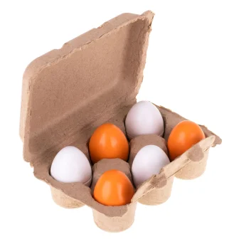 Mediniai žaisliniai kiaušiniai vaikams, 6 vnt.