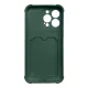 Dėklas Xiaomi Redmi 10X 4G / Redmi Note 9 Card Armor Case su kortelių dėklu, žalias