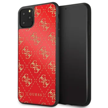 Guess iPhone 11 Pro Max dėklas 4G Double Layer Glitter, raudonas