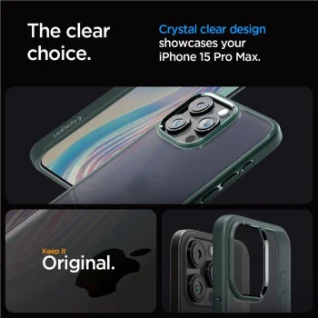 Spigen Rugged Armor MagSafe dėklas iPhone 15 Pro Max, tamsiai žalias