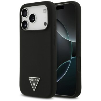 Guess Silicone Triangle Logo MagSafe dėklas iPhone 17 Pro Max, juodas
