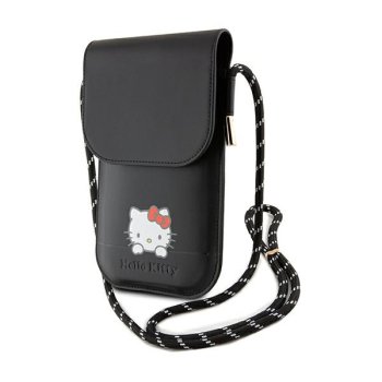 Hello Kitty Leather Daydreaming Cord krepšelis telefonui, juodas