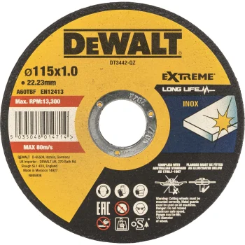 Pjovimo diskas DeWalt DT3442-QZ EXTREME INOX 115 x 1.0 x 22.23 mm